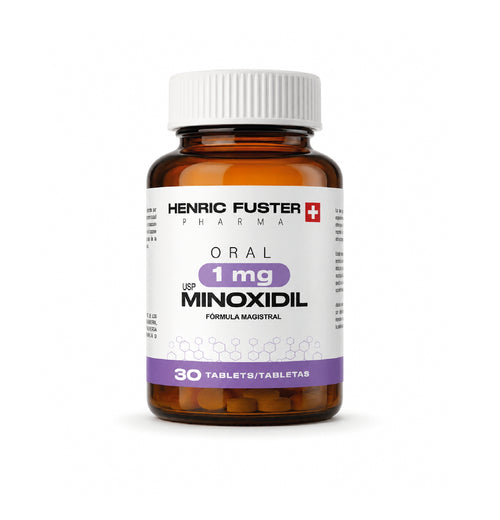 Minoxidil 1 mg con 30 tabletas para 1 mes de tratamiento