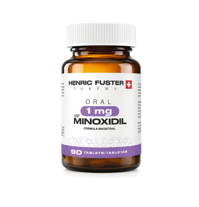 Minoxidil 1 mg con 90 tabletas para 3 meses de tratamiento