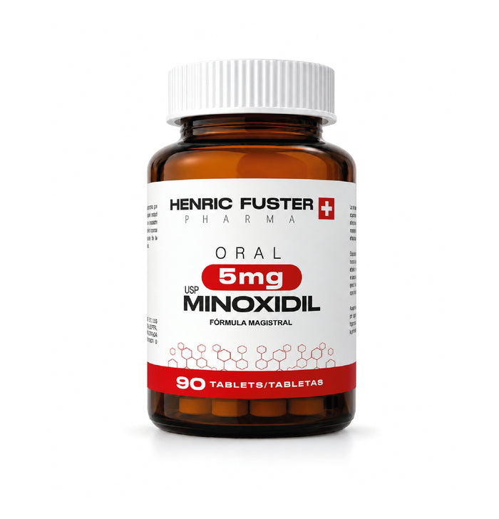Minoxidil 5 mg con 90 tabletas para 3 meses de tratamiento